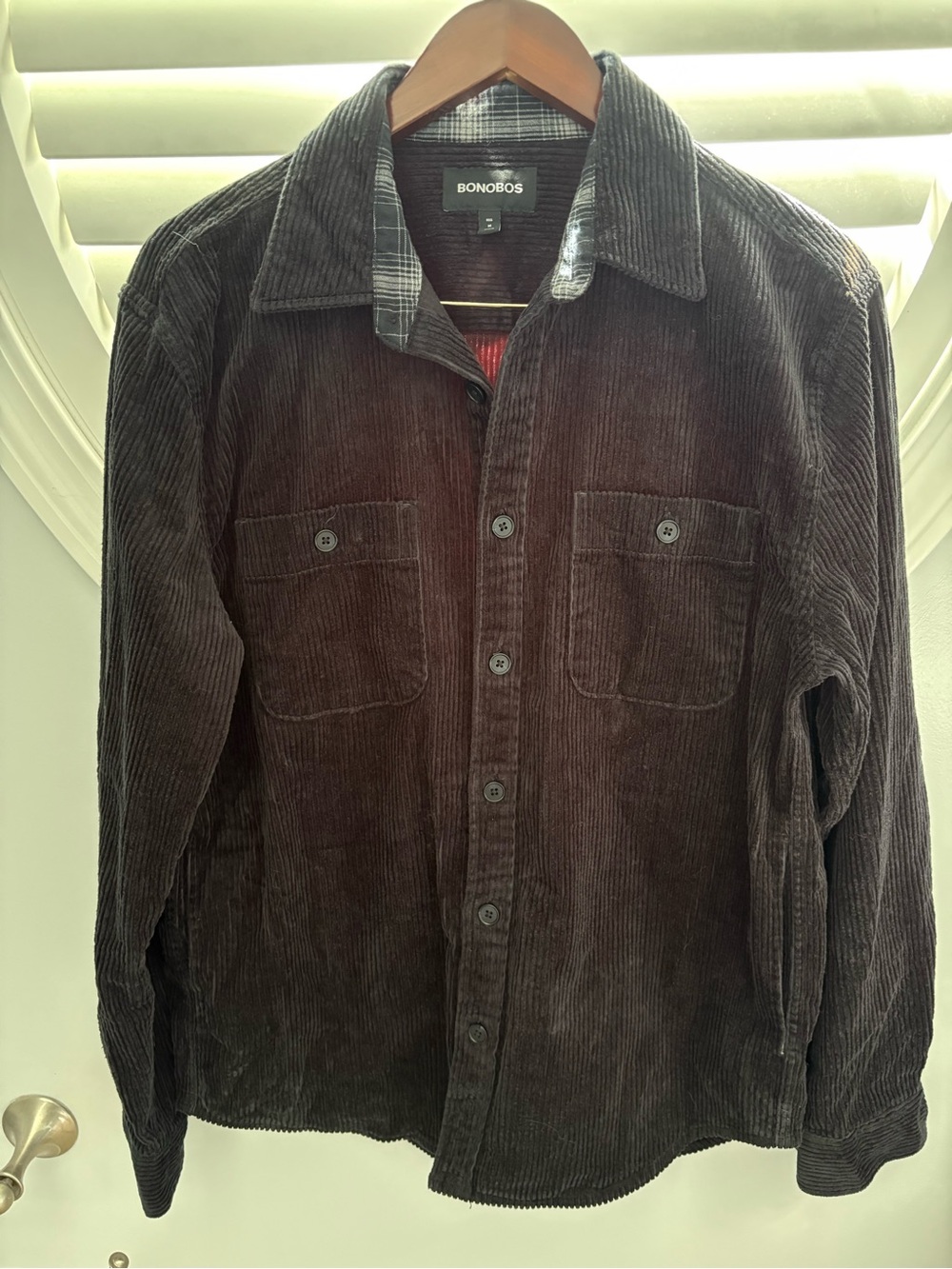 Bonobos black corduroy shirt jacket size medium